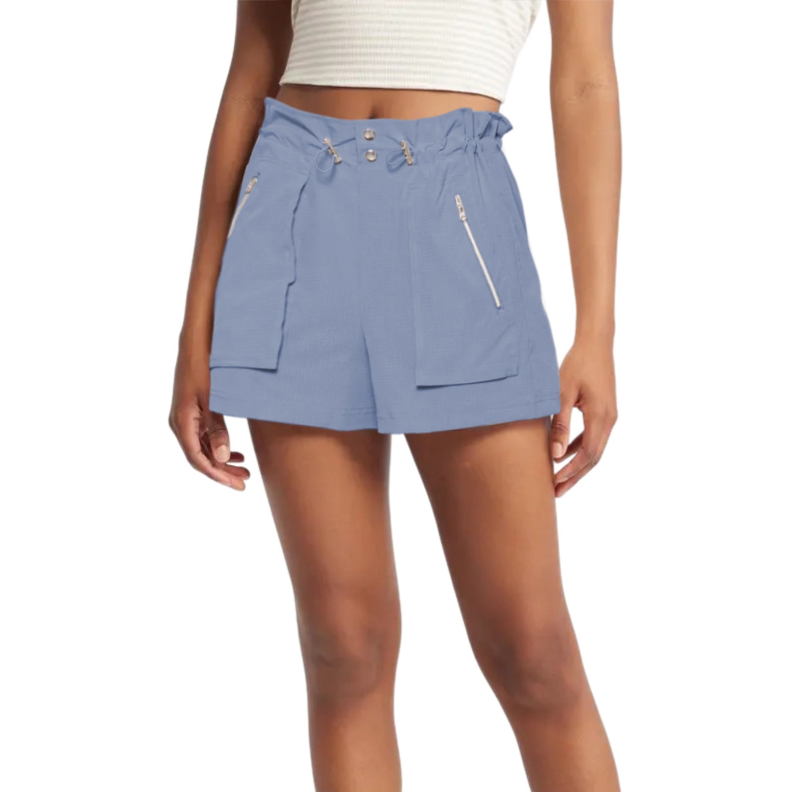 Nwt C&C California High Rise Lightweight Stretch Woven Zip Pocket Bungee Shorts